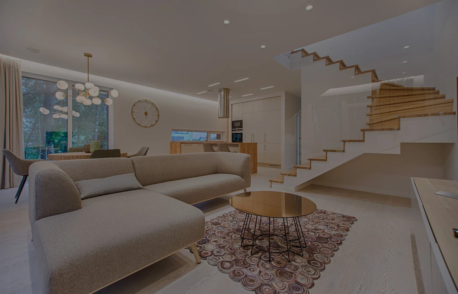 A bright open-plan living room